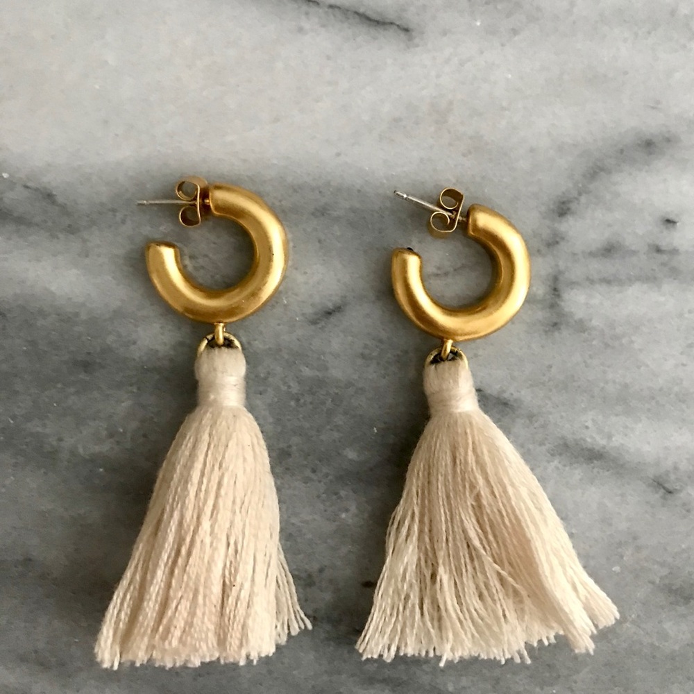 Madewell Champagne Lantern Tassel Earrings